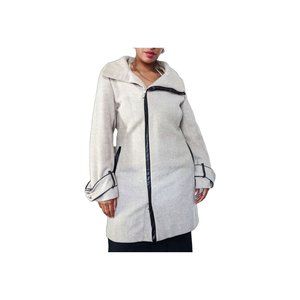 Calvin Klein Women's Size 16 Wool Blend Trench Coat Beige Tan Gray Minimalist